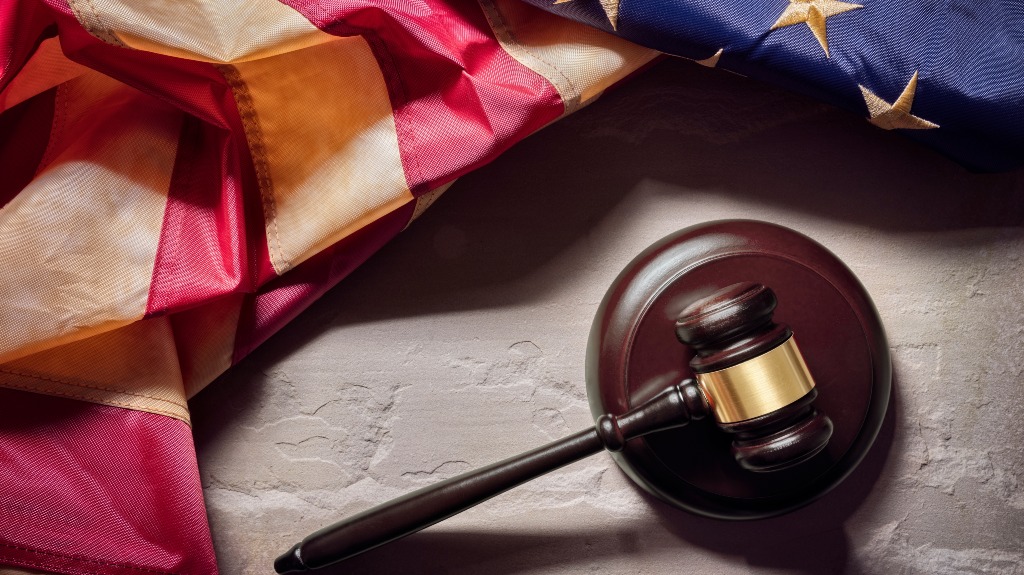 Gavel and American flag