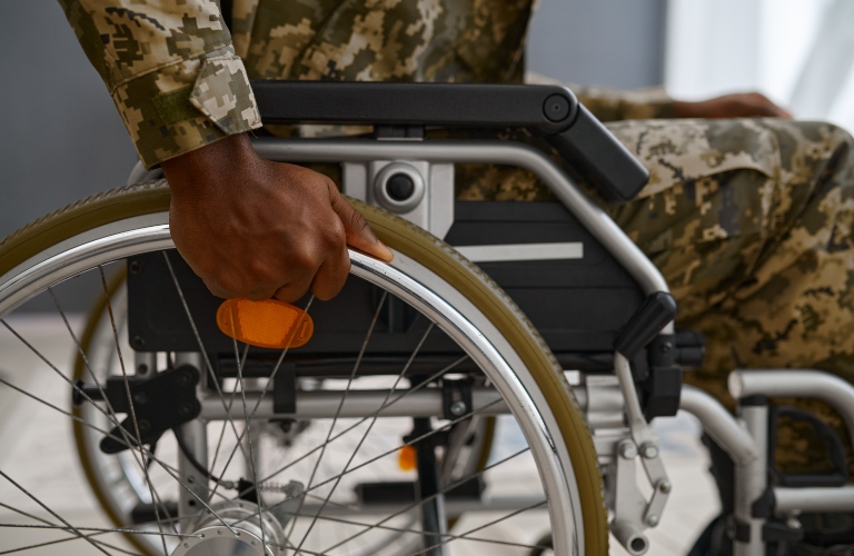 military man with disability in wheelchair