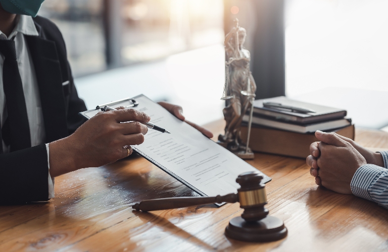 Lawyer is consulting client